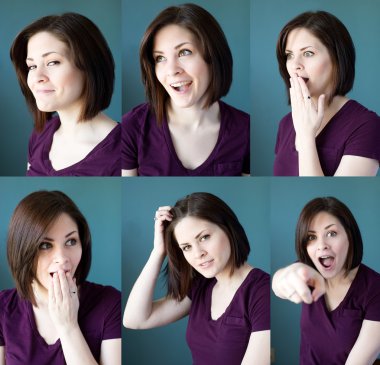 Young woman expressions clipart