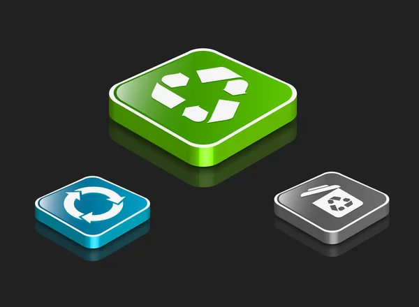 Conjunto de ícones de reciclagem 3d —  Vetores de Stock