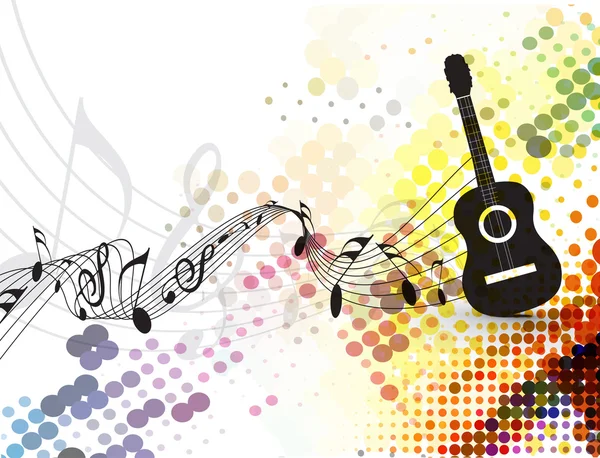 Guitar playe with music note background — Stock Vector
