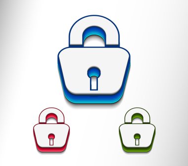 3d glossy lock icon clipart