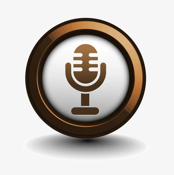 Ícone microfone brilhante 3d — Vetor de Stock