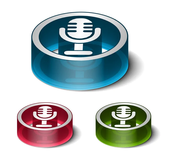3d glossy mic icon — Stock Vector