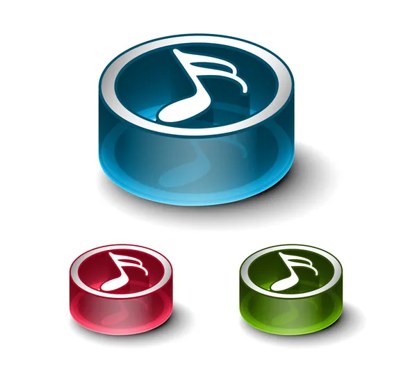 3D glänsande musik anteckningar ikonen — Stock vektor