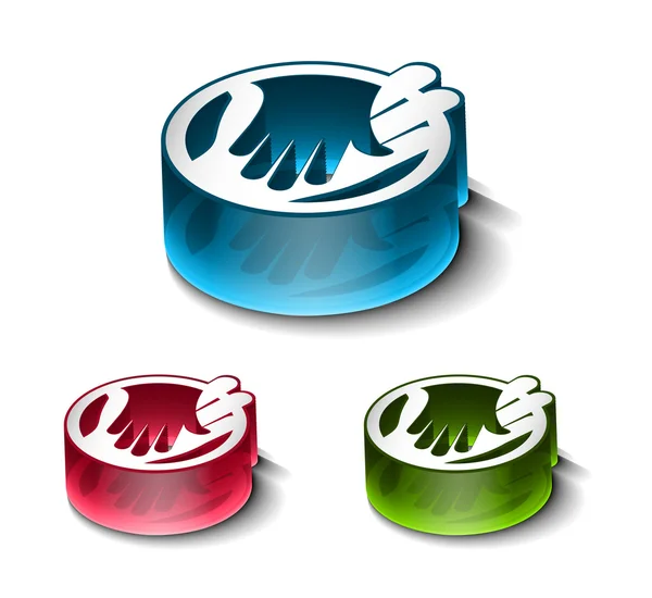 3d glossy shaking hands icon — Stock Vector