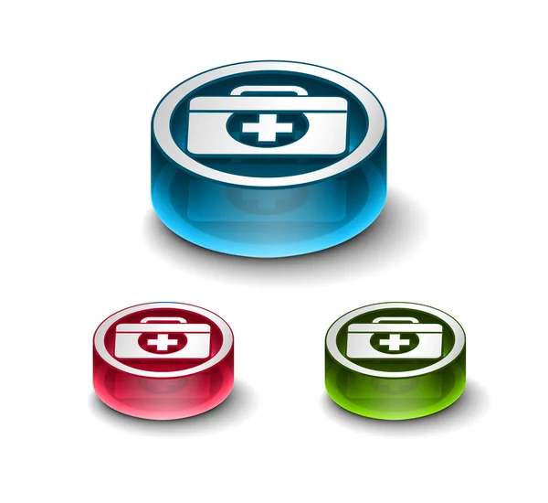 3d lucido icona web medica — Vettoriale Stock