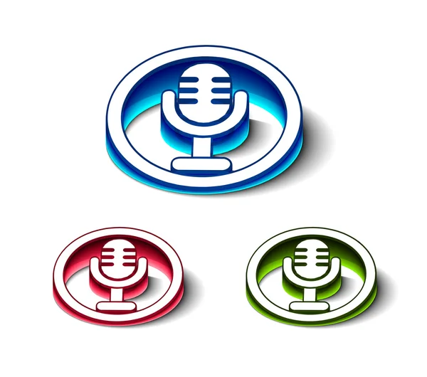 3d icona microfono lucido — Vettoriale Stock