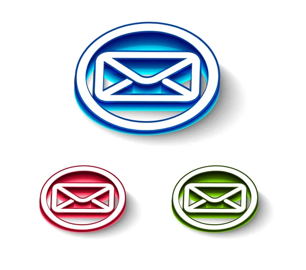 3d brillante icono de correo electrónico web — Vector de stock