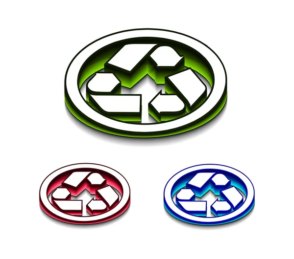 Icône de recyclage brillant 3d — Image vectorielle