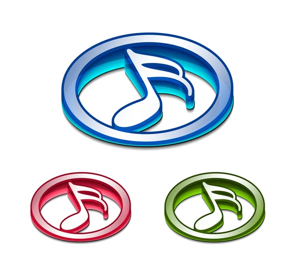 3d glossy music notes icon — Stock Vector
