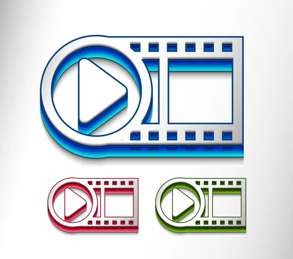 3d icona di riproduzione video lucido — Vettoriale Stock
