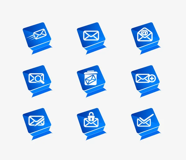 Blauwe e-mail pictogrammenset — Stockvector