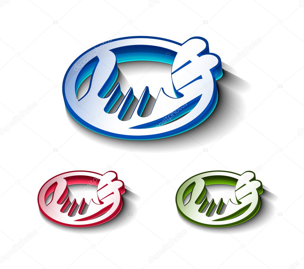 3d glossy shaking hands icon