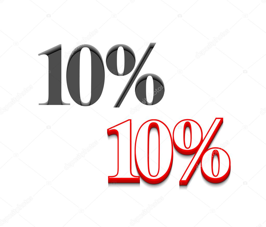 3d vector 10% discount design with isolated on white.