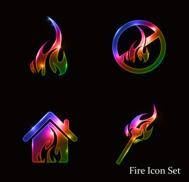 Fire icon set clipart