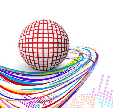 3d sphere with wave line design clipart