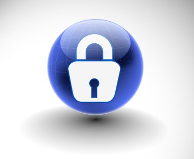 3d glossy lock icon clipart