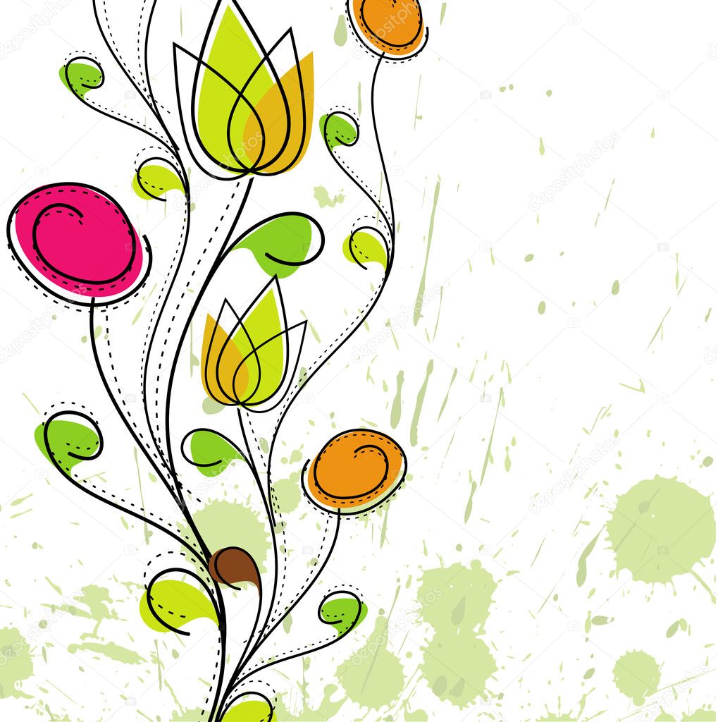 Abstract colorful spring flower pattern