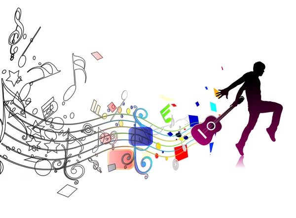 Silhouetted людина танцює насолоджуватися музикою — стоковий вектор