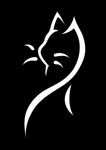 White cat silhouette on black — Stock Vector