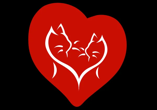 Fond Holyday. Coeur avec des chats abstraits dedans — Image vectorielle