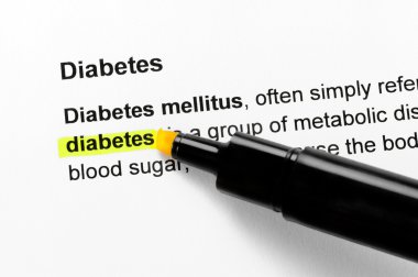 Diabetes text highlighted in yellow clipart