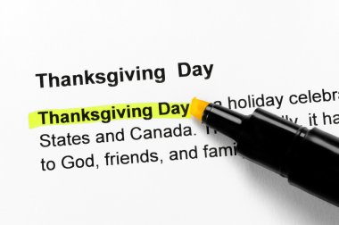 Thanksgiving Day text highlighted in yellow clipart