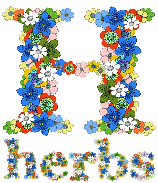 H herbes florales — Image vectorielle