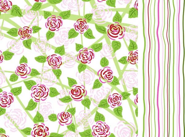 Rosas y rayas patrones — Archivo Imágenes Vectoriales
