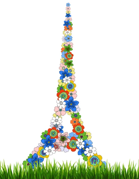 Eiffeltoren floral — Stockvector