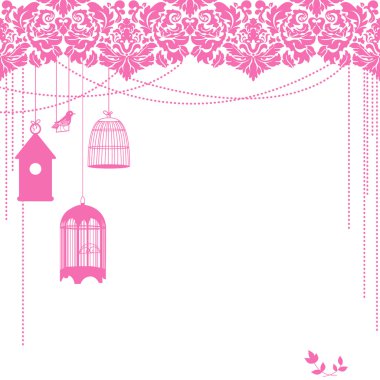 Vintage birdcage card clipart