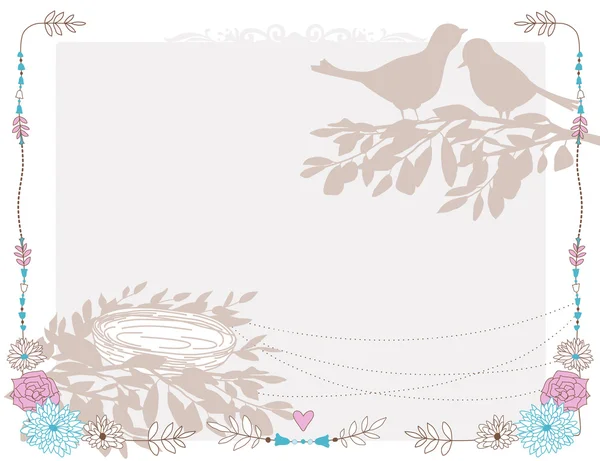 鳥と巣のカード. — ストックベクタ
