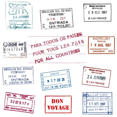 Passport stamps clipart