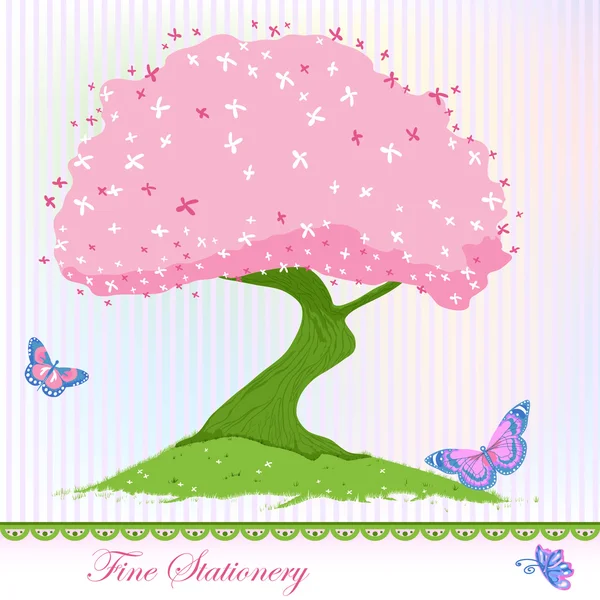 Blooming Tree card — Stock Vector