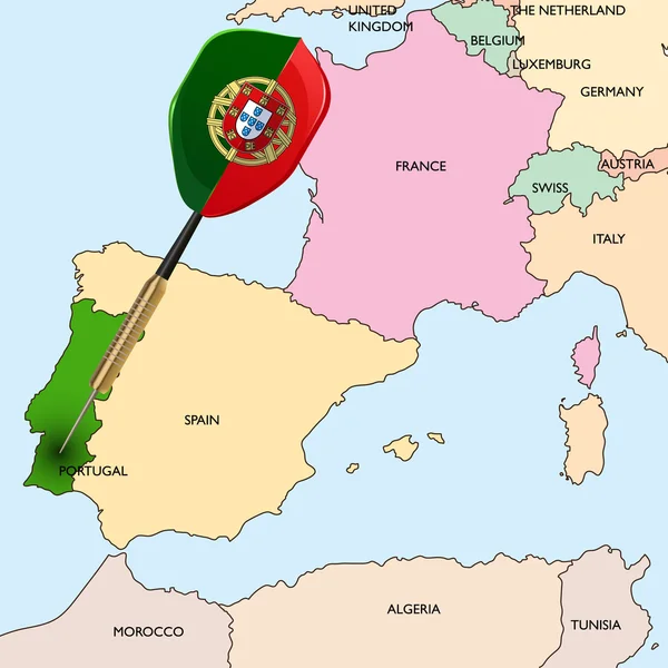 Portugal op kaart — Stockvector