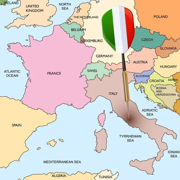 Italien Auf der Karte — Stockvektor
