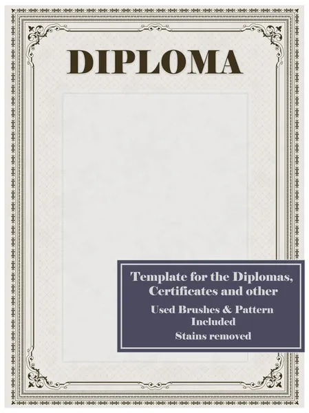 Quadro vintage, certificado ou modelo de diploma — Vetor de Stock