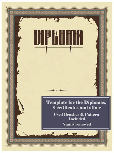 Plantilla de marco, certificado o diploma vintage — Archivo Imágenes Vectoriales
