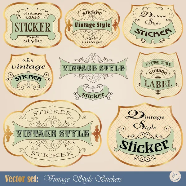 Luxury golden vintage stickers — Stock Vector