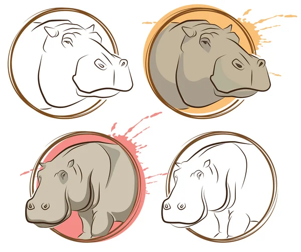Sketch Hippo — Stock Vector