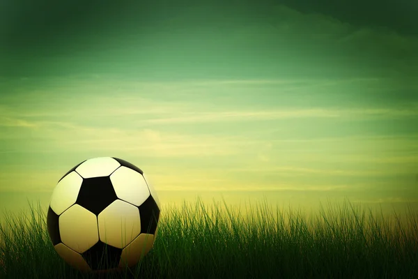 Pelota de fútbol en hierba — Foto de Stock