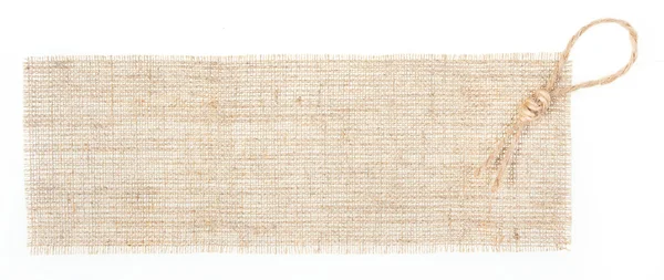 Λινάτσα ετικέτα με διακόσμηση πάνω από λευκό — Φωτογραφία Αρχείου