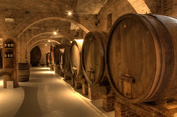 Cave à vin dans l'abbaye de Monte Oliveto Maggiore Photos De Stock Libres De Droits
