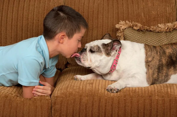 Ребенок и собака — стоковое фото