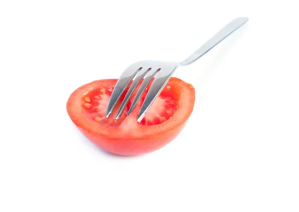 Verse tomaat op de vork — Stockfoto