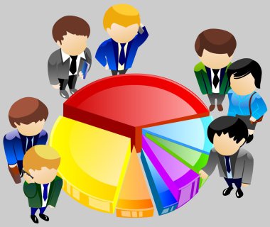 Business standing around the chart. clipart