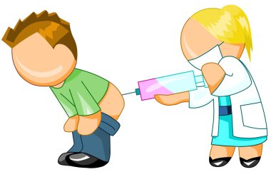 Woman doctor giving vaccine to a patient. clipart