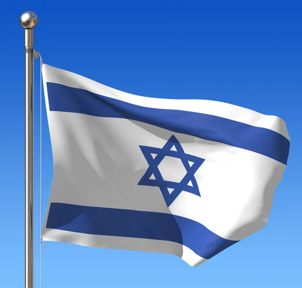 नीले आकाश के खिलाफ इस्राएल का ध्वज . — स्टॉक फ़ोटो, इमेज