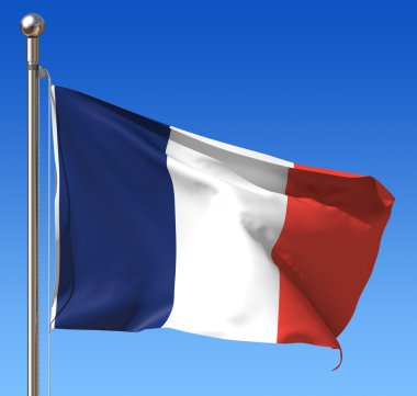 Flag of France against blue sky. clipart