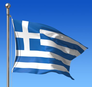 Yunanistan bayrağı mavi gökyüzü. illüstrasyon.