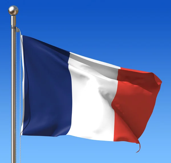 Kék ég ellen Franciaország zászlaja. — Stock Fotó